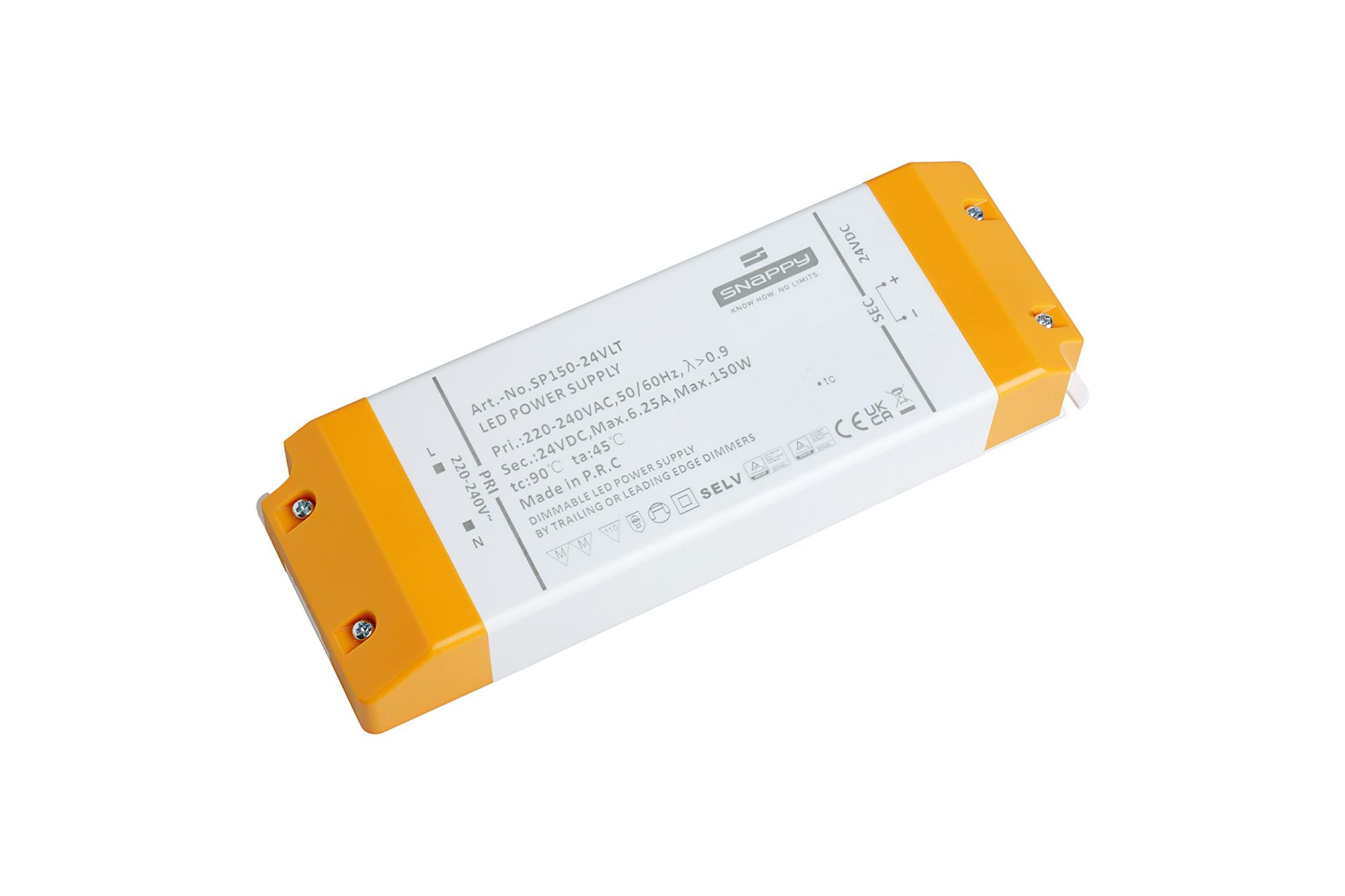SP150-24VLT  150W Constant Voltage Triac-Dimmable LED Driver 24VDC  2-6.25A  IP20.